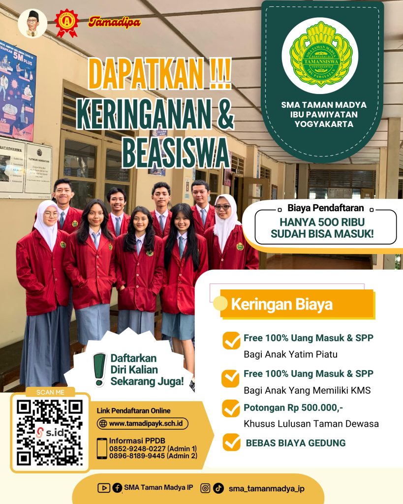 Pendaftaran SPMB SMA Taman Madya IP Tahun 2025/2026 Resmi Dibuka